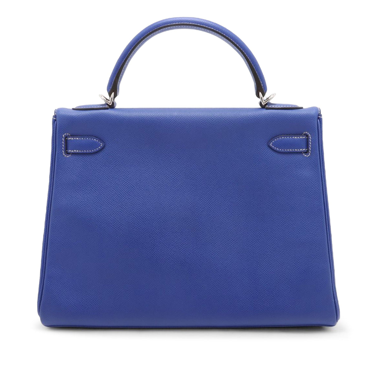 Second hand Hermes Kelly 32 Epsom Leather Sellier Top - handle Handbag Blue Electric - Tabita Bags