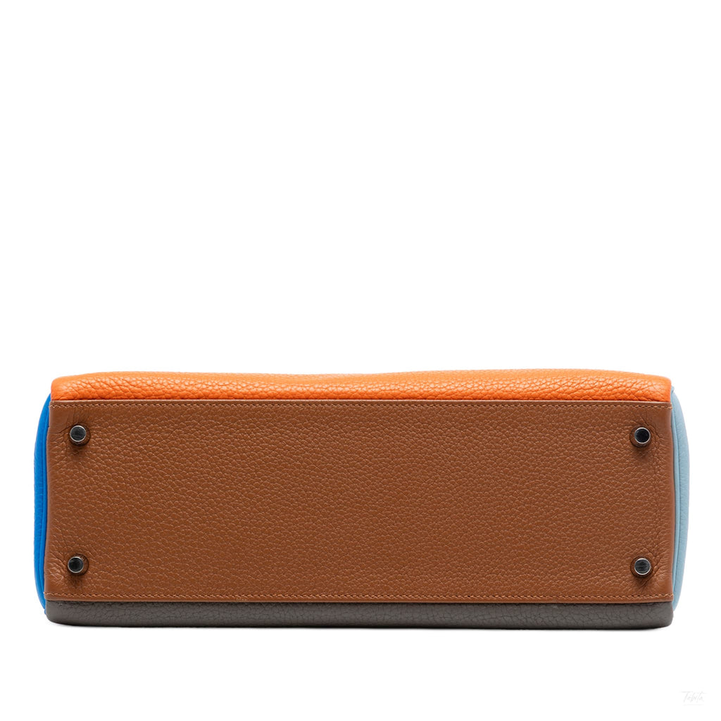Second hand Hermes Kelly 32 Taurillon Clemence Leather Arlequin Retourne Top - handle Handbag Multicolor - Tabita Bags