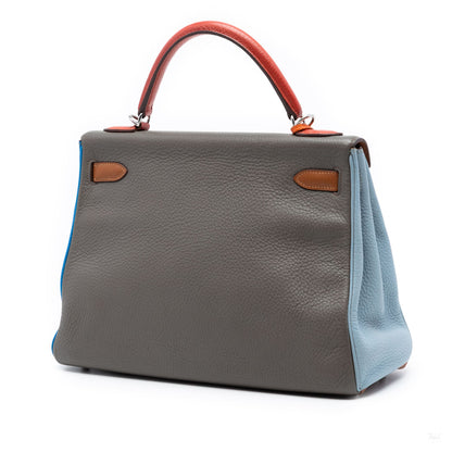 Second hand Hermes Kelly 32 Taurillon Clemence Leather Retourne Top - handle Handbag Multicolor - Tabita Bags