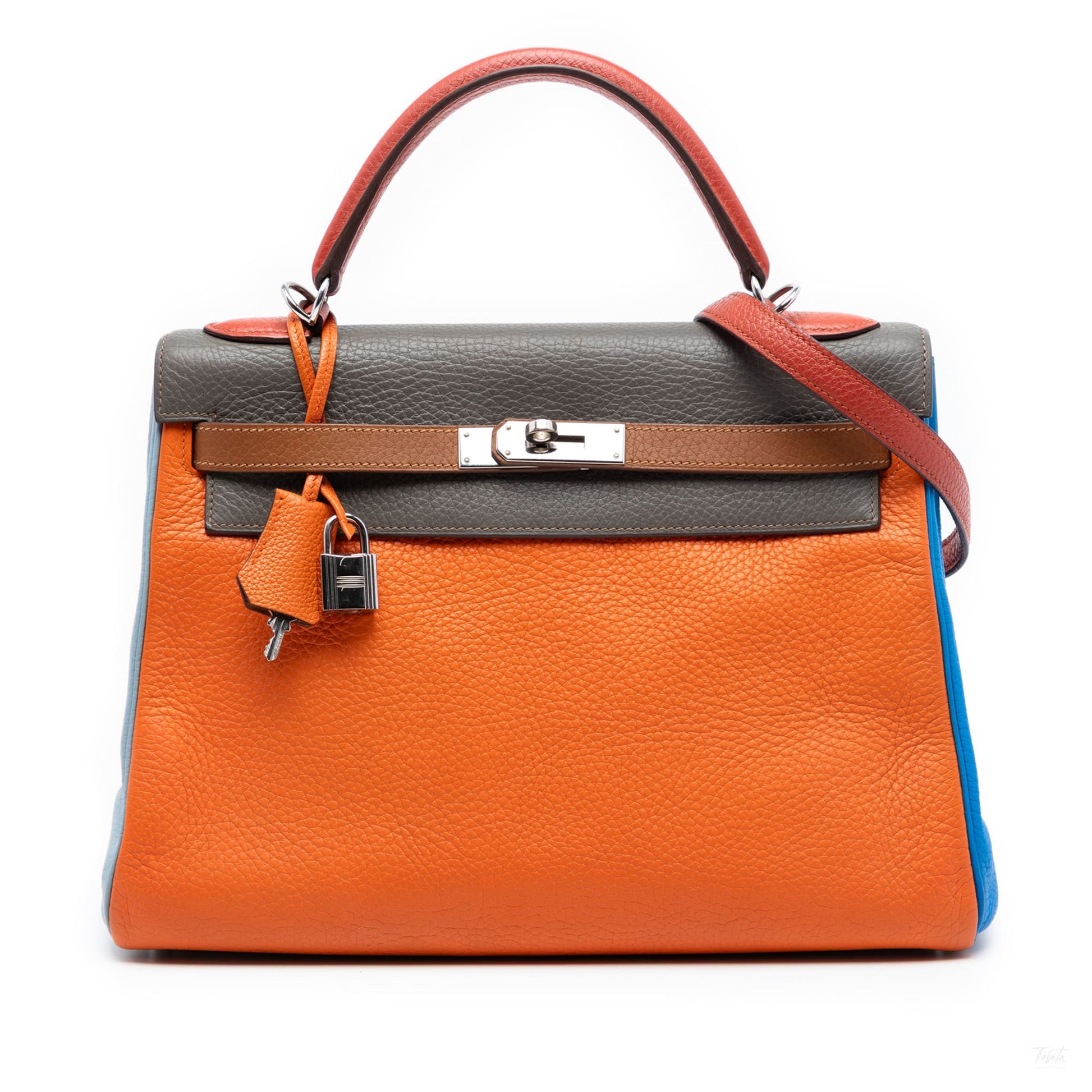 Second hand Hermes Kelly 32 Taurillon Clemence Leather Retourne Top - handle Handbag Multicolor - Tabita Bags