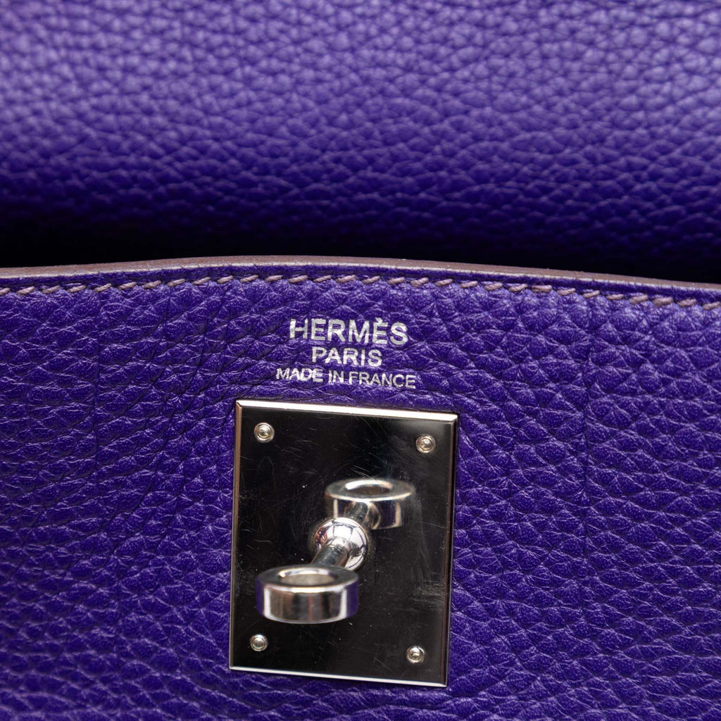 Second hand Hermes Kelly 32 Taurillon Clemence Leather Retourne Top-handle Handbag Purple - Tabita Bags