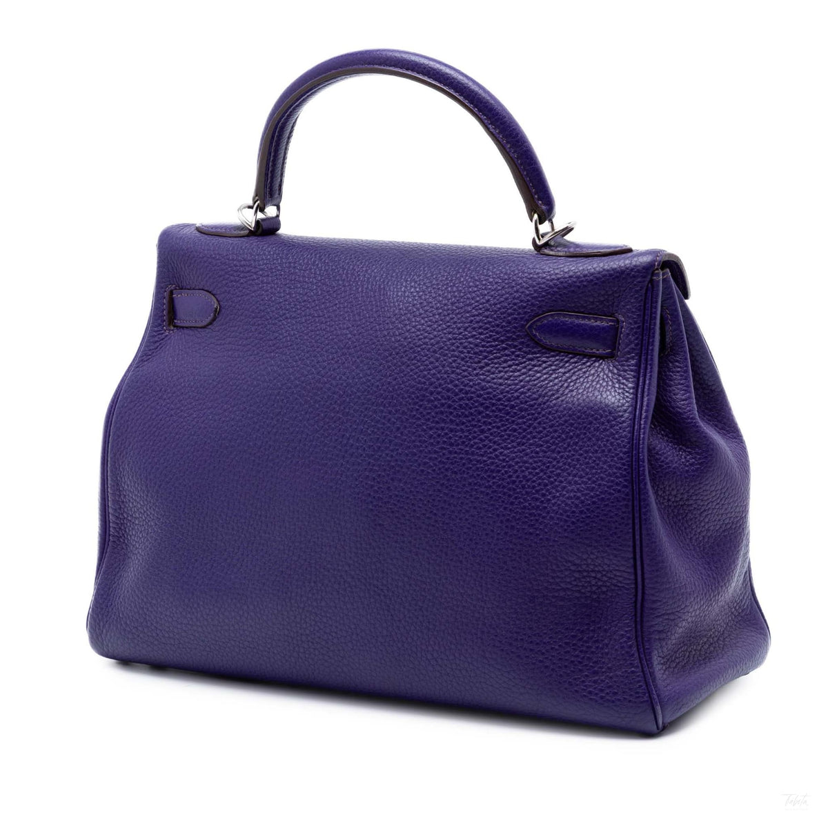 Second hand Hermes Kelly 32 Taurillon Clemence Leather Retourne Top-handle Handbag Purple - Tabita Bags
