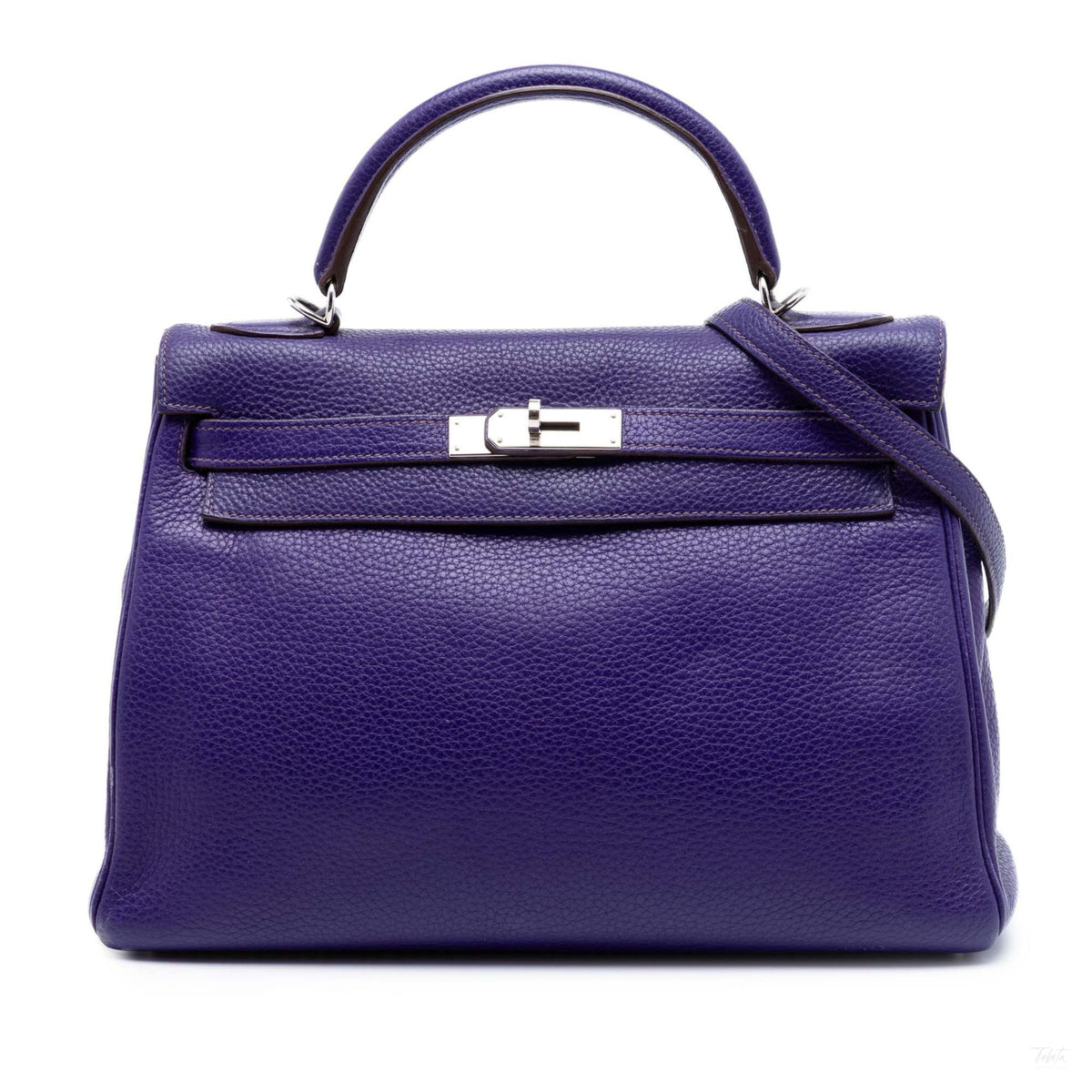 Second hand Hermes Kelly 32 Taurillon Clemence Leather Retourne Top-handle Handbag Purple - Tabita Bags