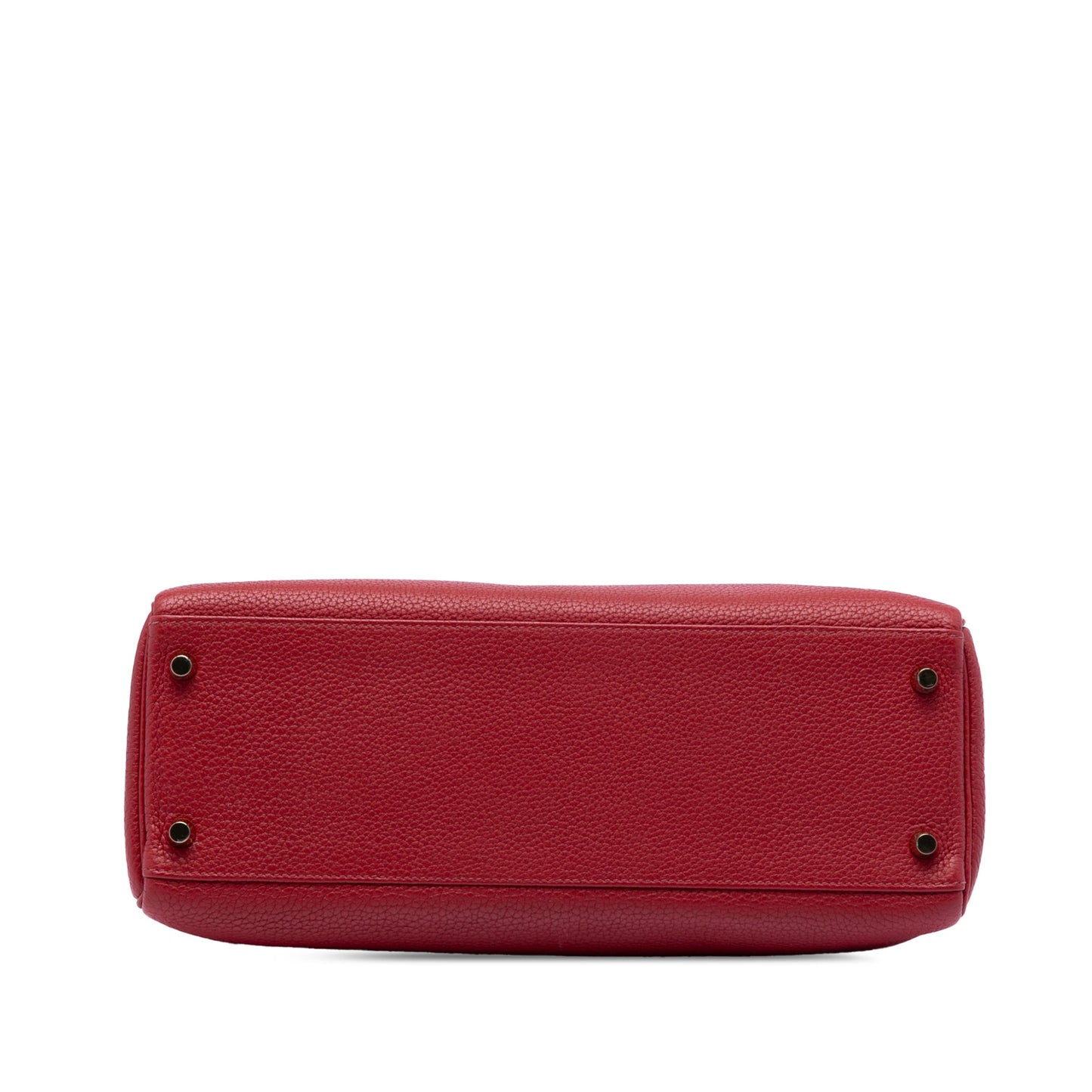Second hand Hermes Kelly 32 Taurillon Clemence Leather Retourne Top - handle Handbag Red - Tabita Bags