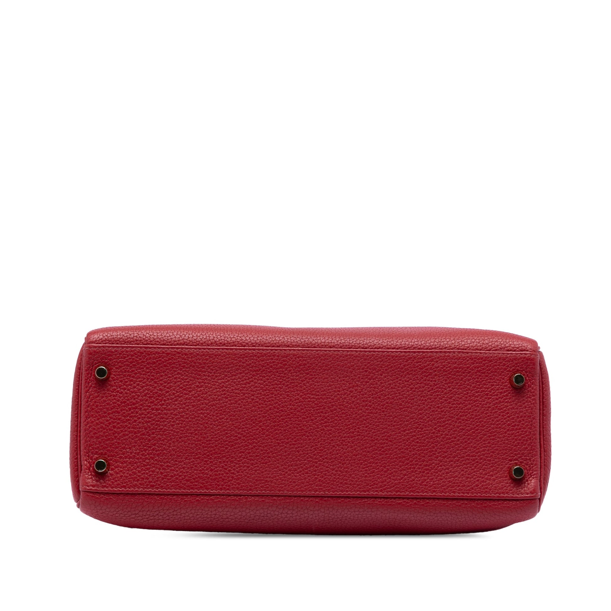 Second hand Hermes Kelly 32 Taurillon Clemence Leather Retourne Top - handle Handbag Red - Tabita Bags