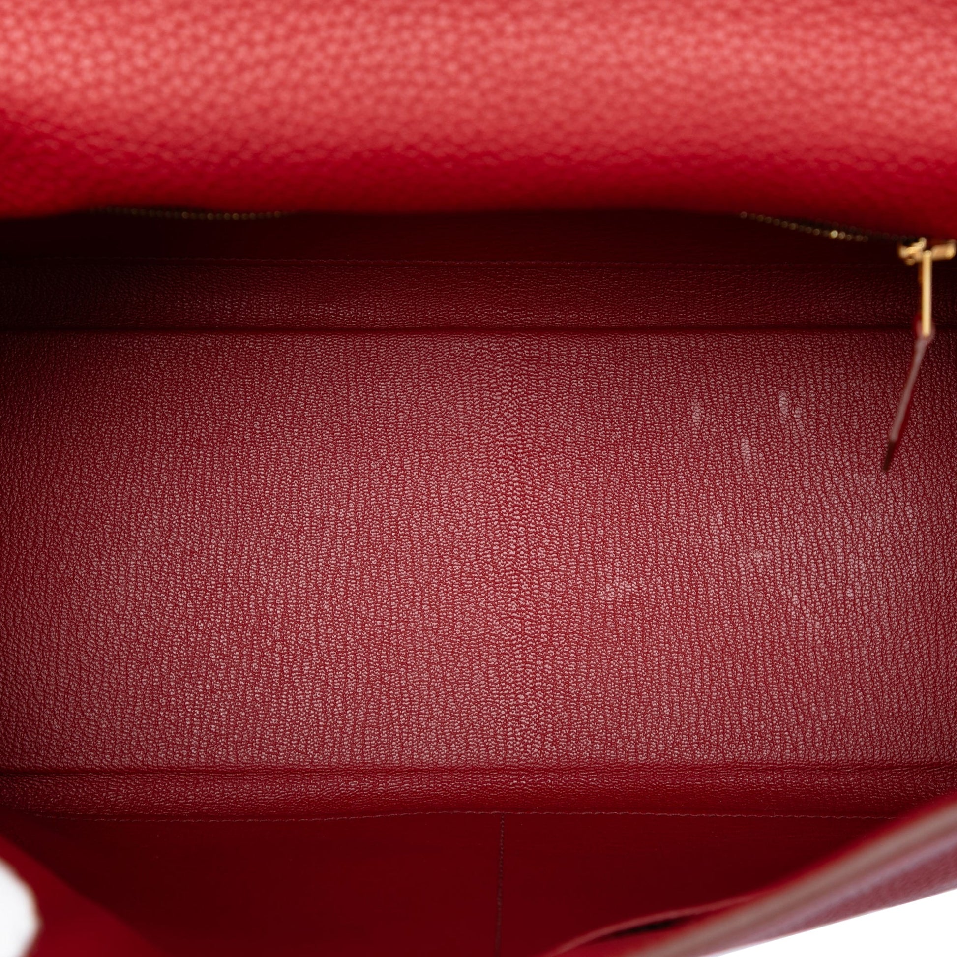 Second hand Hermes Kelly 32 Taurillon Clemence Leather Retourne Top - handle Handbag Red - Tabita Bags