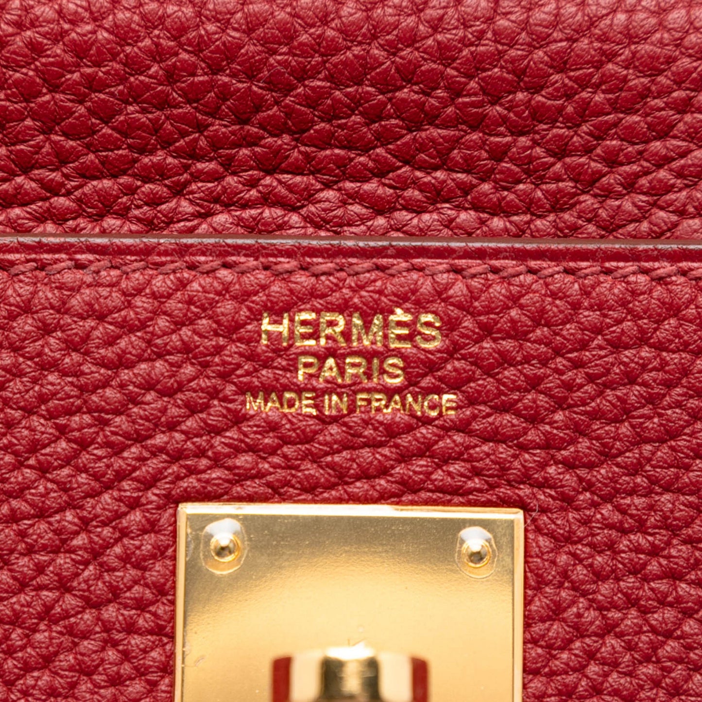 Second hand Hermes Kelly 32 Taurillon Clemence Leather Retourne Top - handle Handbag Red - Tabita Bags