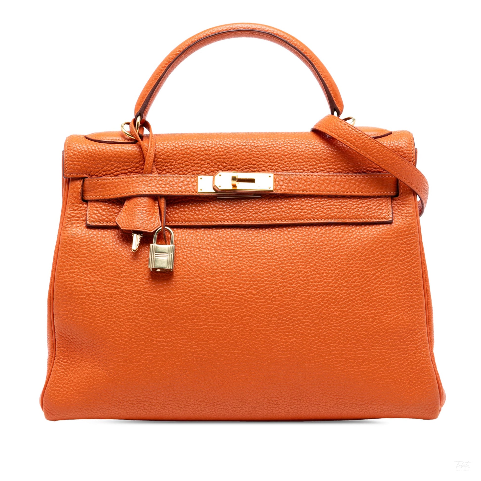 Second hand Hermes Kelly 32 Taurillon Clemence Leather Top - handle Handbag Clemence - Tabita Bags