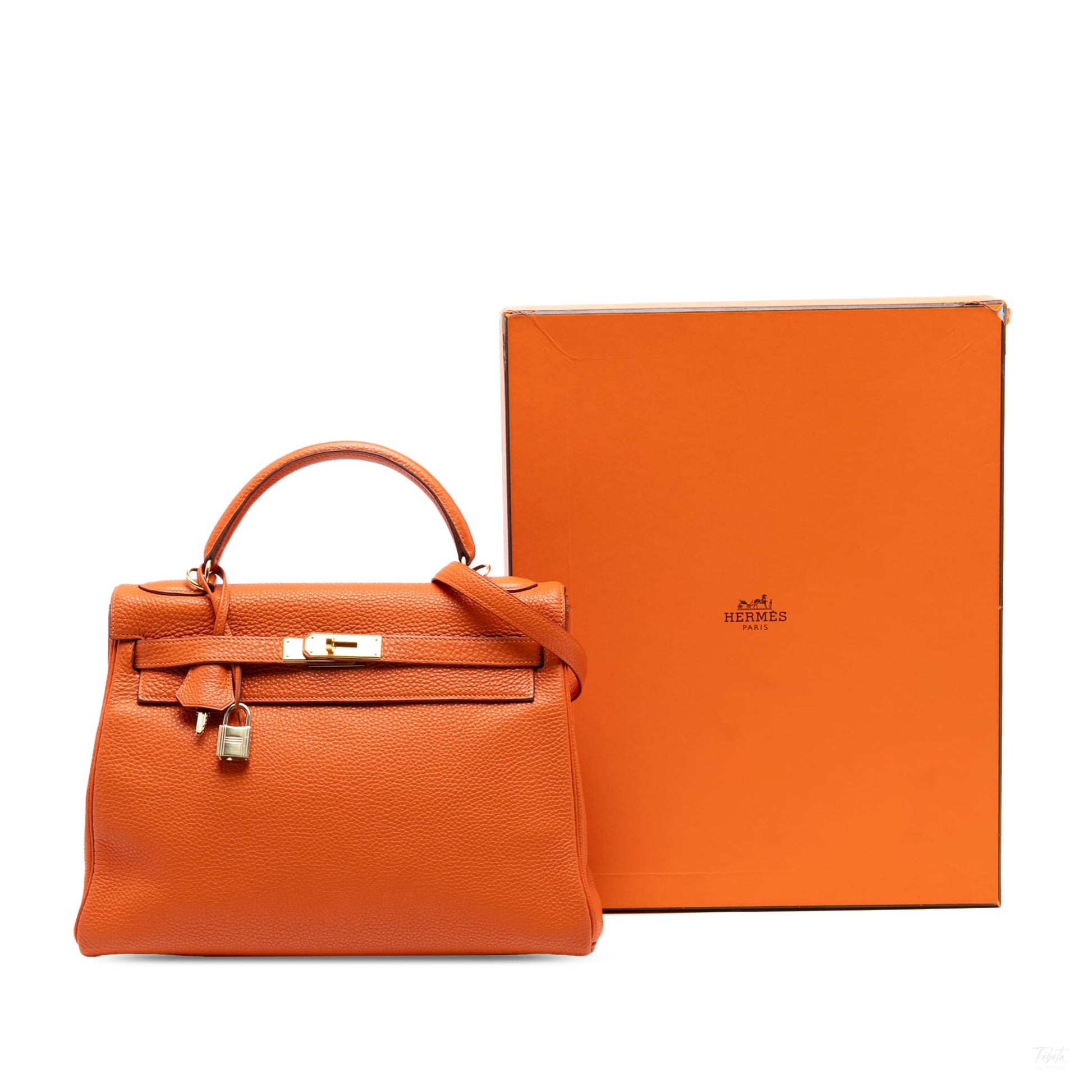 Second hand Hermes Kelly 32 Taurillon Clemence Leather Top - handle Handbag Clemence - Tabita Bags