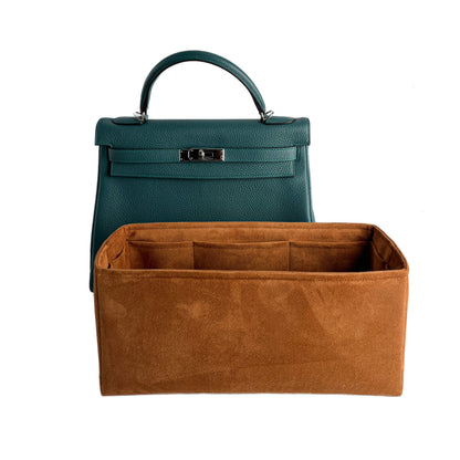 Second hand Hermes Kelly 32 Taurillon Clemence Leather Top - Handle Handbag Malachite - Tabita Bags