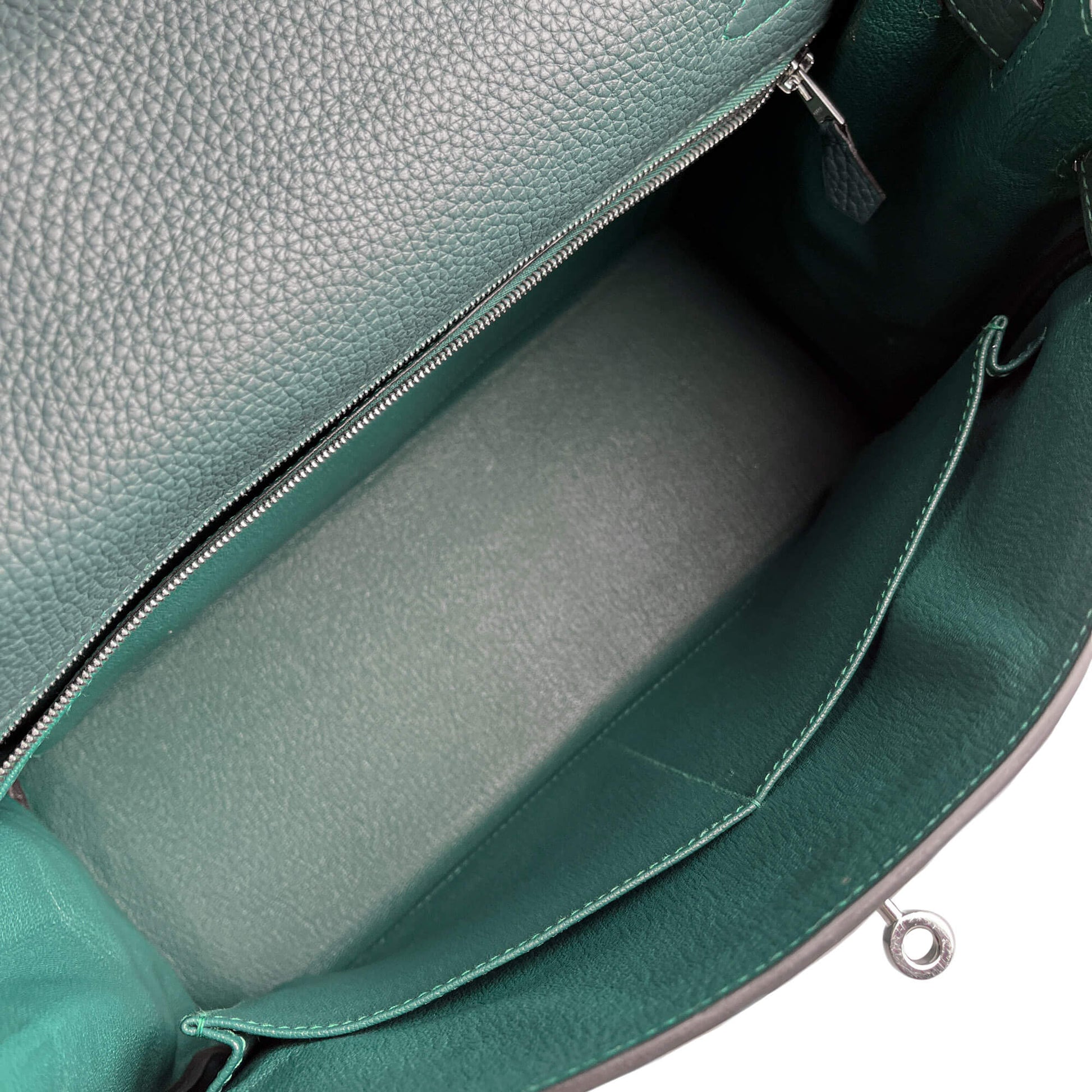 Second hand Hermes Kelly 32 Taurillon Clemence Leather Top - Handle Handbag Malachite - Tabita Bags