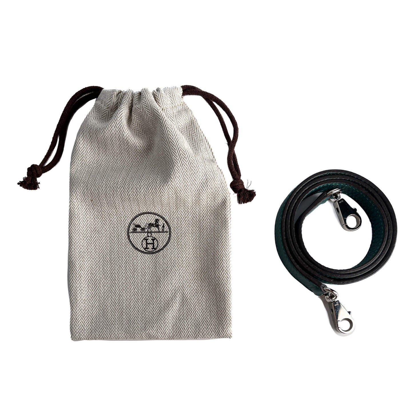 Second hand Hermes Kelly 32 Taurillon Clemence Leather Top - Handle Handbag Malachite - Tabita Bags