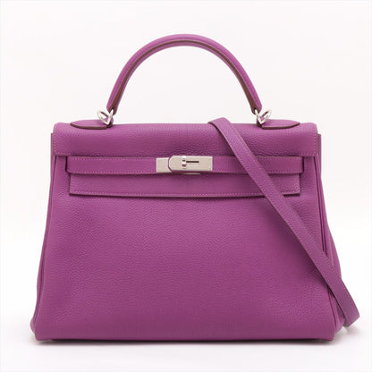 Second hand Hermes Kelly 32 Togo Leather 2 - Ways Top - handle Handbag Anemone - Tabita Bags