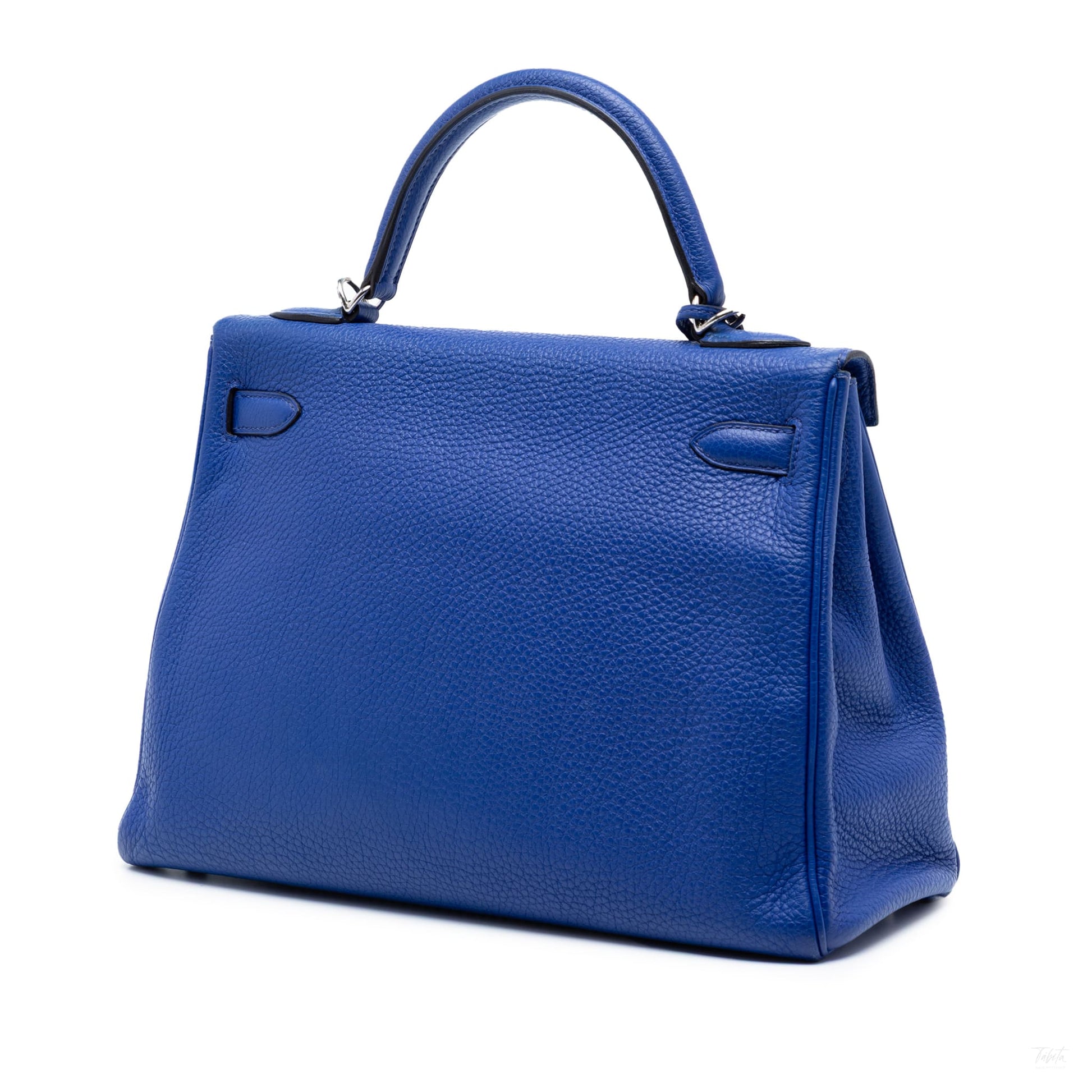 Second hand Hermes Kelly 32 Togo Leather 2 - Ways Top - handle Handbag Bleu Electrique - Tabita Bags