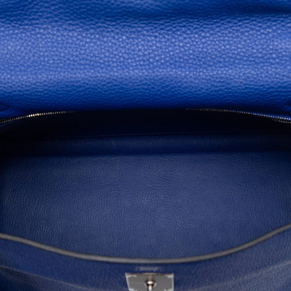 Second hand Hermes Kelly 32 Togo Leather 2 - Ways Top - handle Handbag Bleu Electrique - Tabita Bags