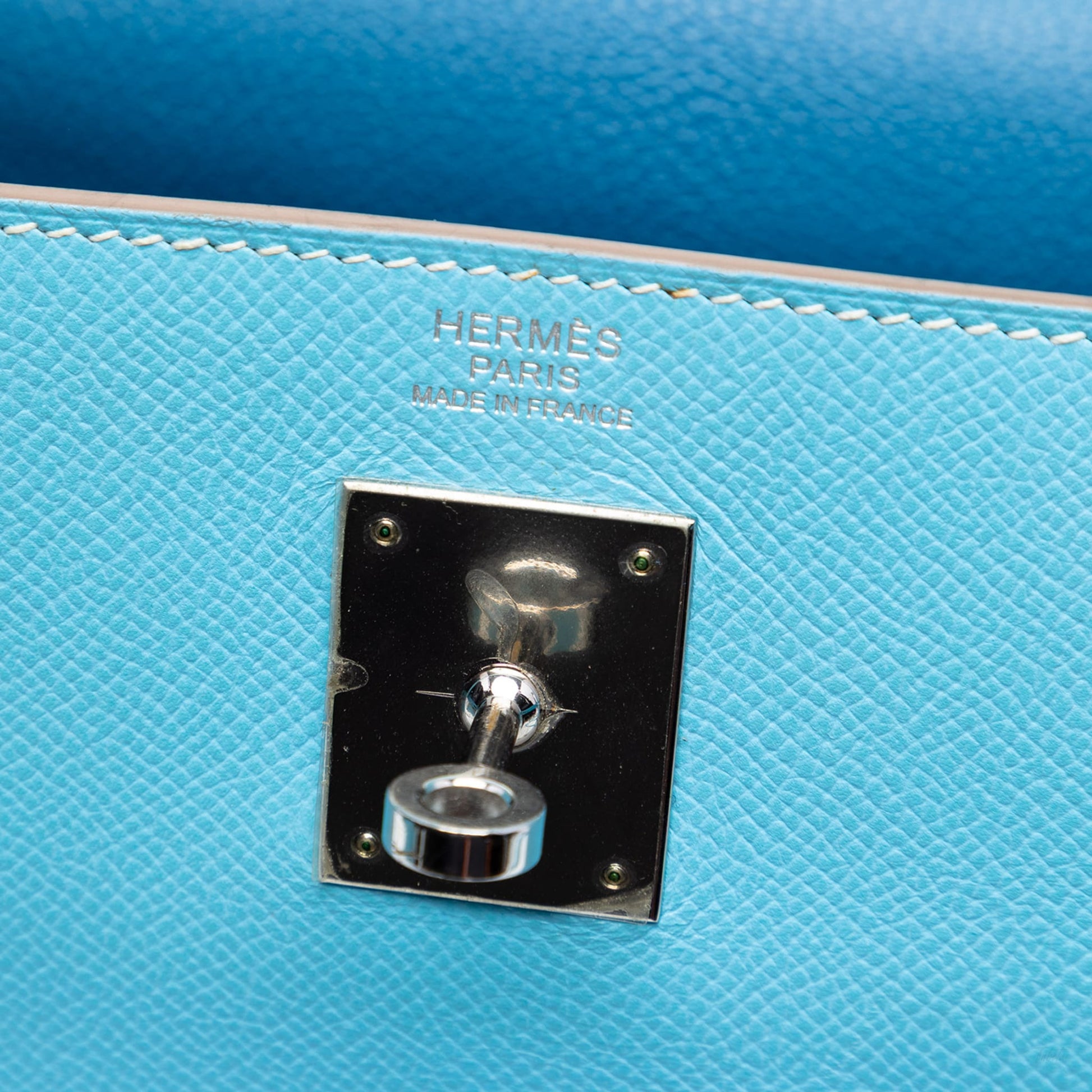 Second hand Hermes Kelly 32 Togo Leather 2 - Ways Top - handle Handbag Blue du Nord - Tabita Bags