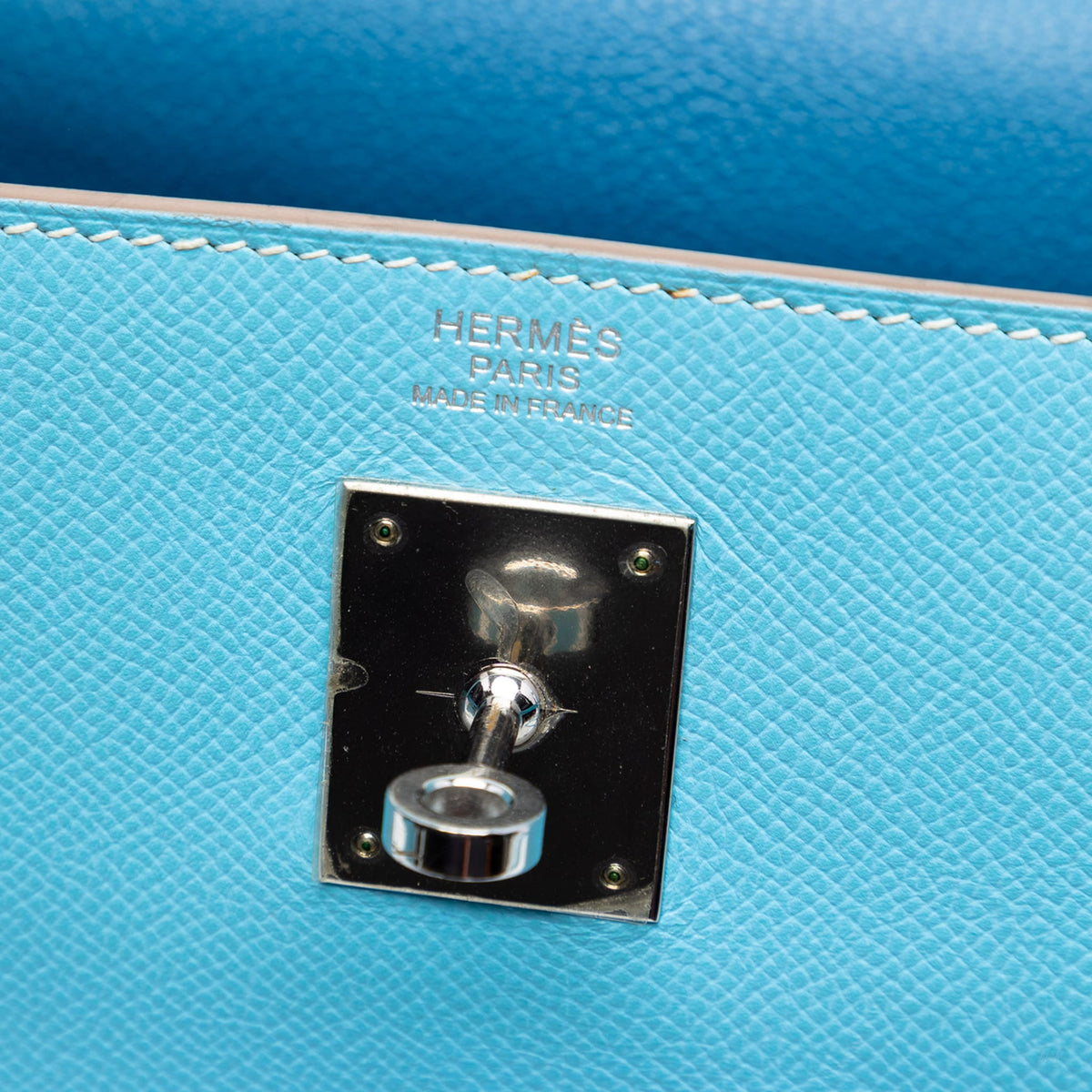 Second hand Hermes Kelly 32 Togo Leather 2 - Ways Top - handle Handbag Blue du Nord - Tabita Bags