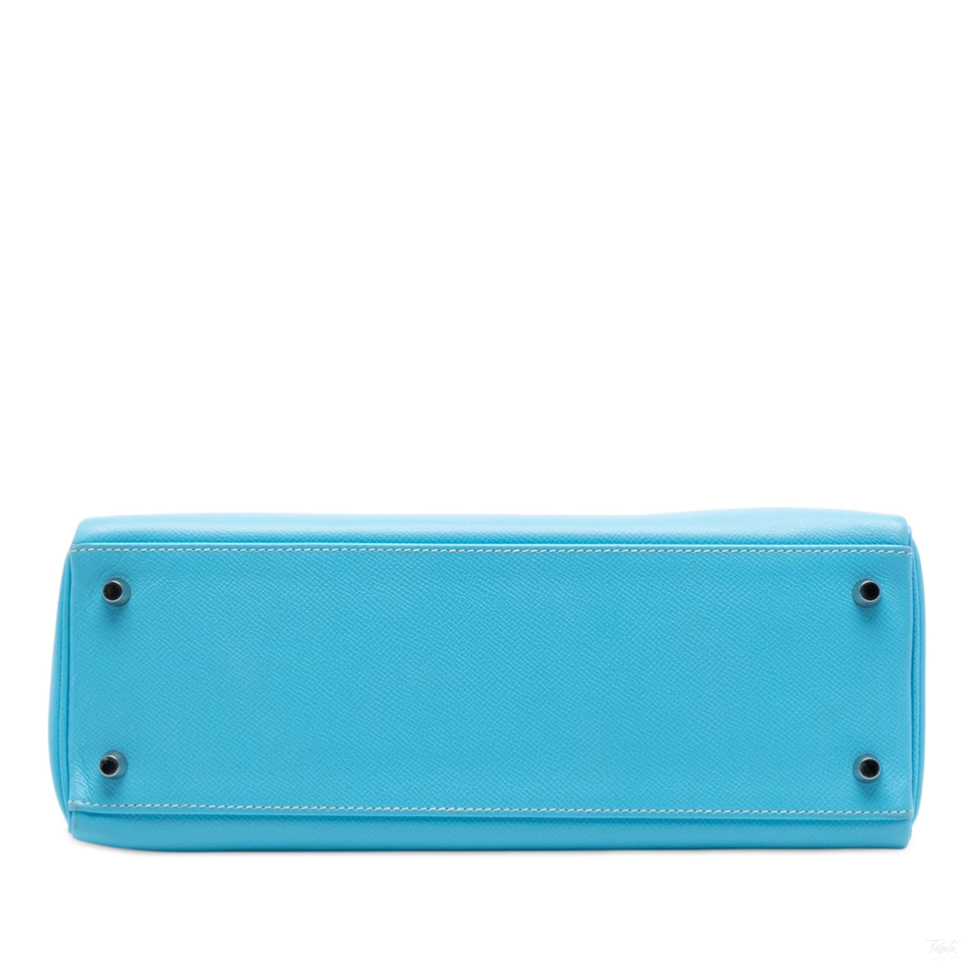 Second hand Hermes Kelly 32 Togo Leather 2 - Ways Top - handle Handbag Blue du Nord - Tabita Bags