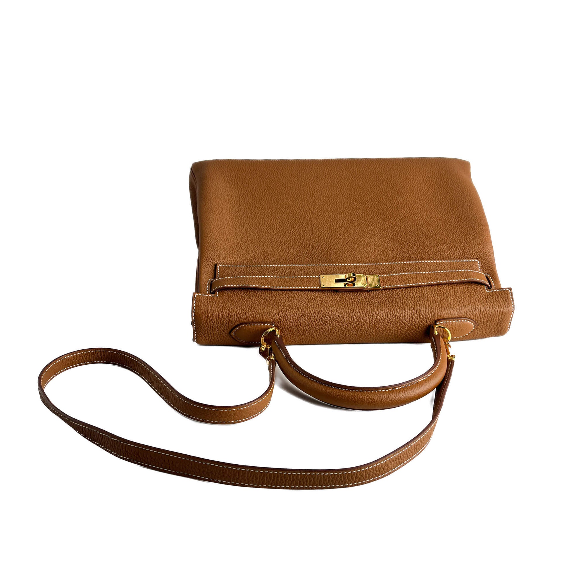 Second hand Hermes Kelly 32 Togo Leather 2 - Ways Top - Handle Handbag Gold - Tabita Bags