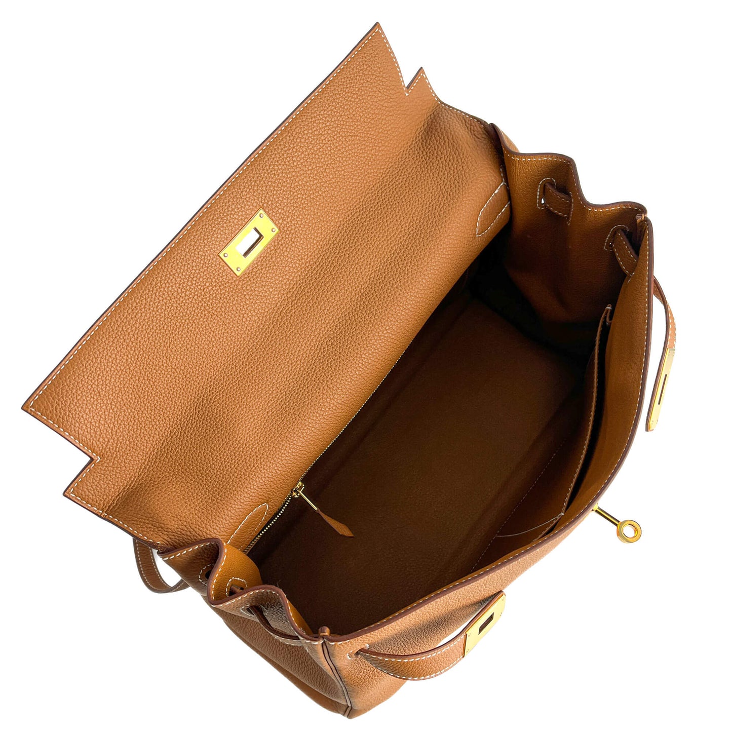 Second hand Hermes Kelly 32 Togo Leather 2 - Ways Top - Handle Handbag Gold - Tabita Bags