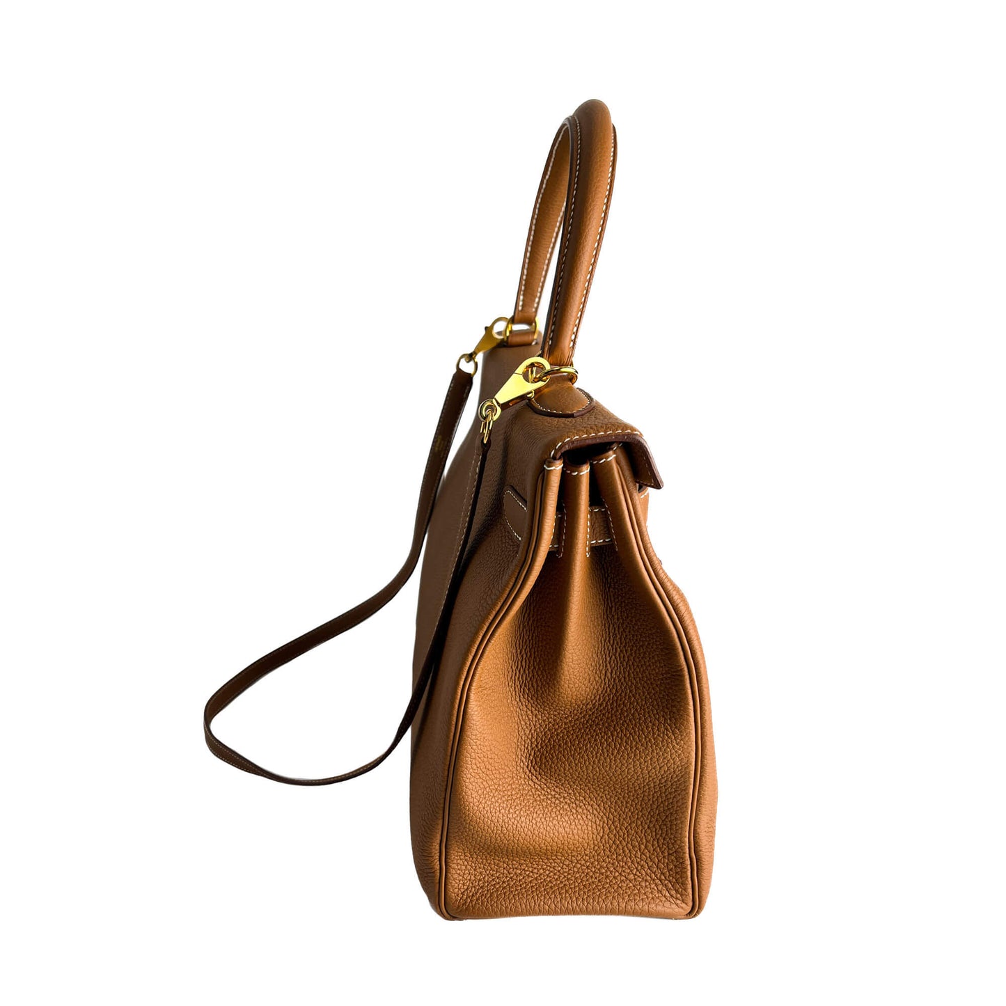 Second hand Hermes Kelly 32 Togo Leather 2 - Ways Top - Handle Handbag Gold - Tabita Bags