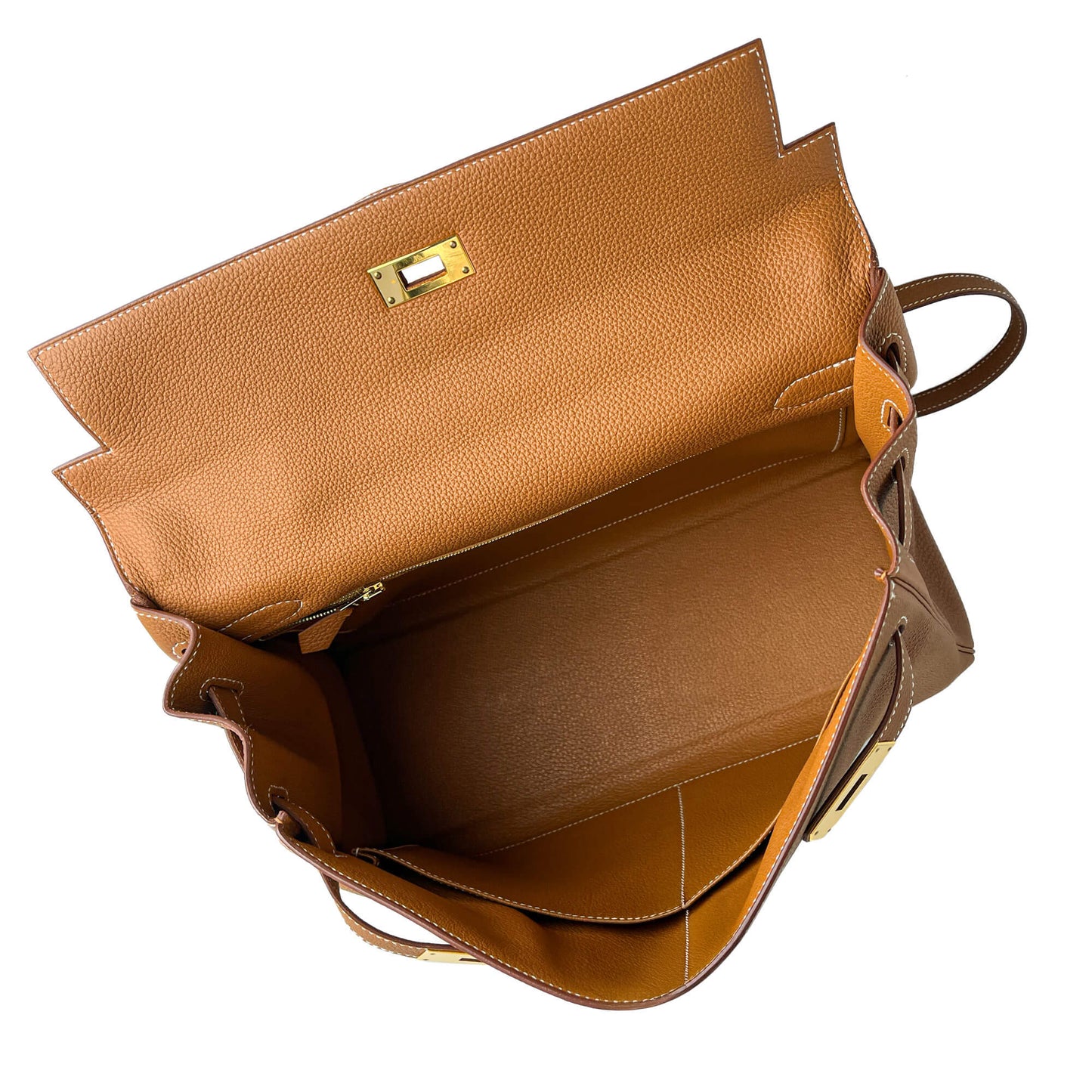 Second hand Hermes Kelly 32 Togo Leather 2 - Ways Top - Handle Handbag Gold - Tabita Bags