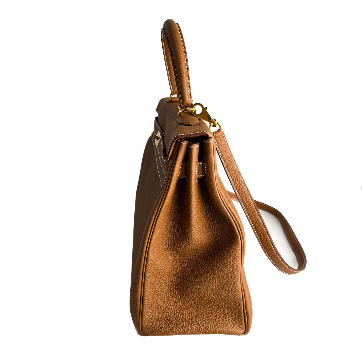 Second hand Hermes Kelly 32 Togo Leather 2 - Ways Top - Handle Handbag Gold - Tabita Bags