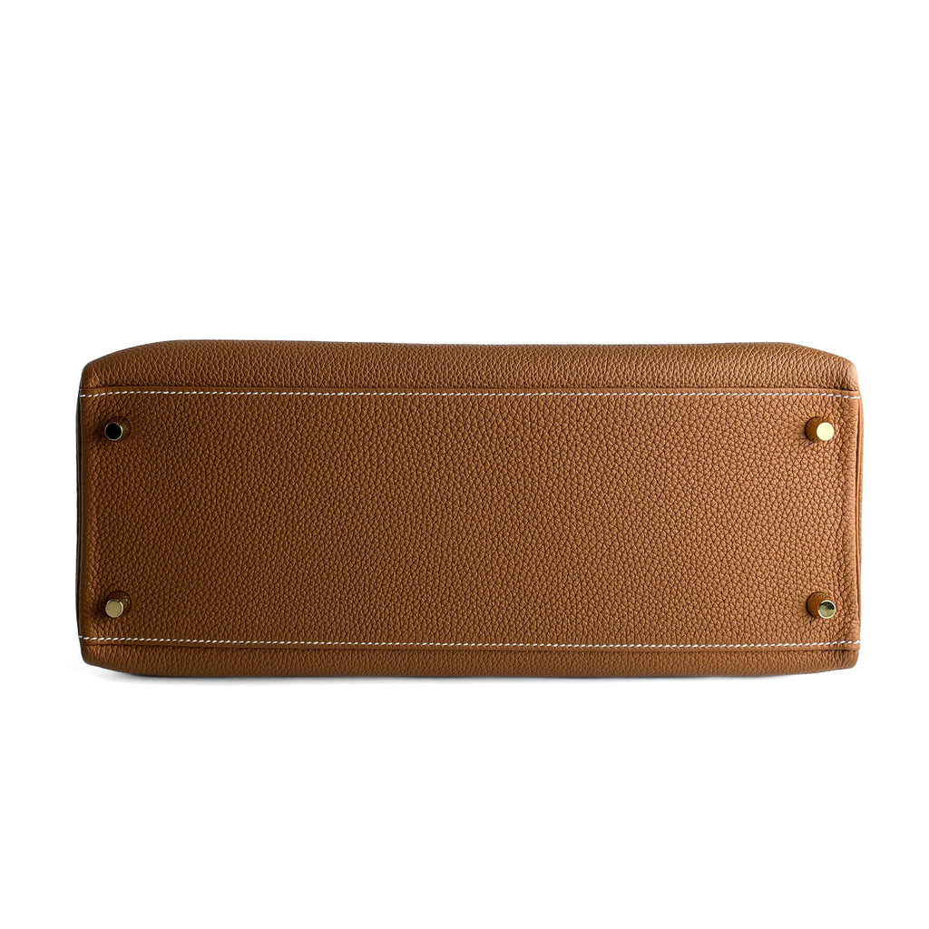 Second hand Hermes Kelly 32 Togo Leather 2 - Ways Top - Handle Handbag Gold - Tabita Bags