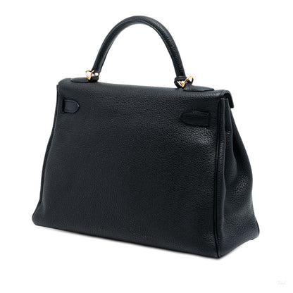 Second hand Hermes Kelly 32 Togo Leather 2 - Ways Top - handle Handbag Noir - Tabita Bags
