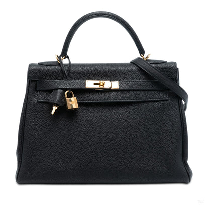 Second hand Hermes Kelly 32 Togo Leather 2 - Ways Top - handle Handbag Noir - Tabita Bags