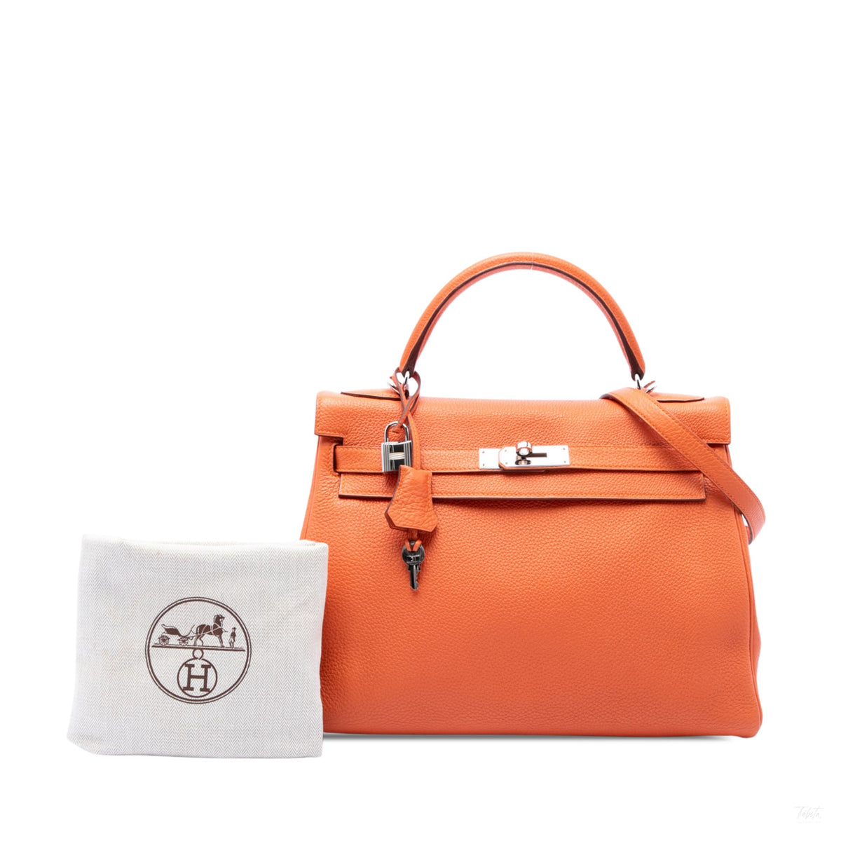 Second hand Hermes Kelly 32 Togo Leather 2-Ways Top-handle Handbag Orange - Tabita Bags