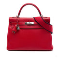 Second hand Hermes Kelly 32 Togo Leather 2-Ways Top-handle Handbag Red - Tabita Bags