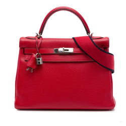 Second hand Hermes Kelly 32 Togo Leather 2-Ways Top-handle Handbag Red - Tabita Bags