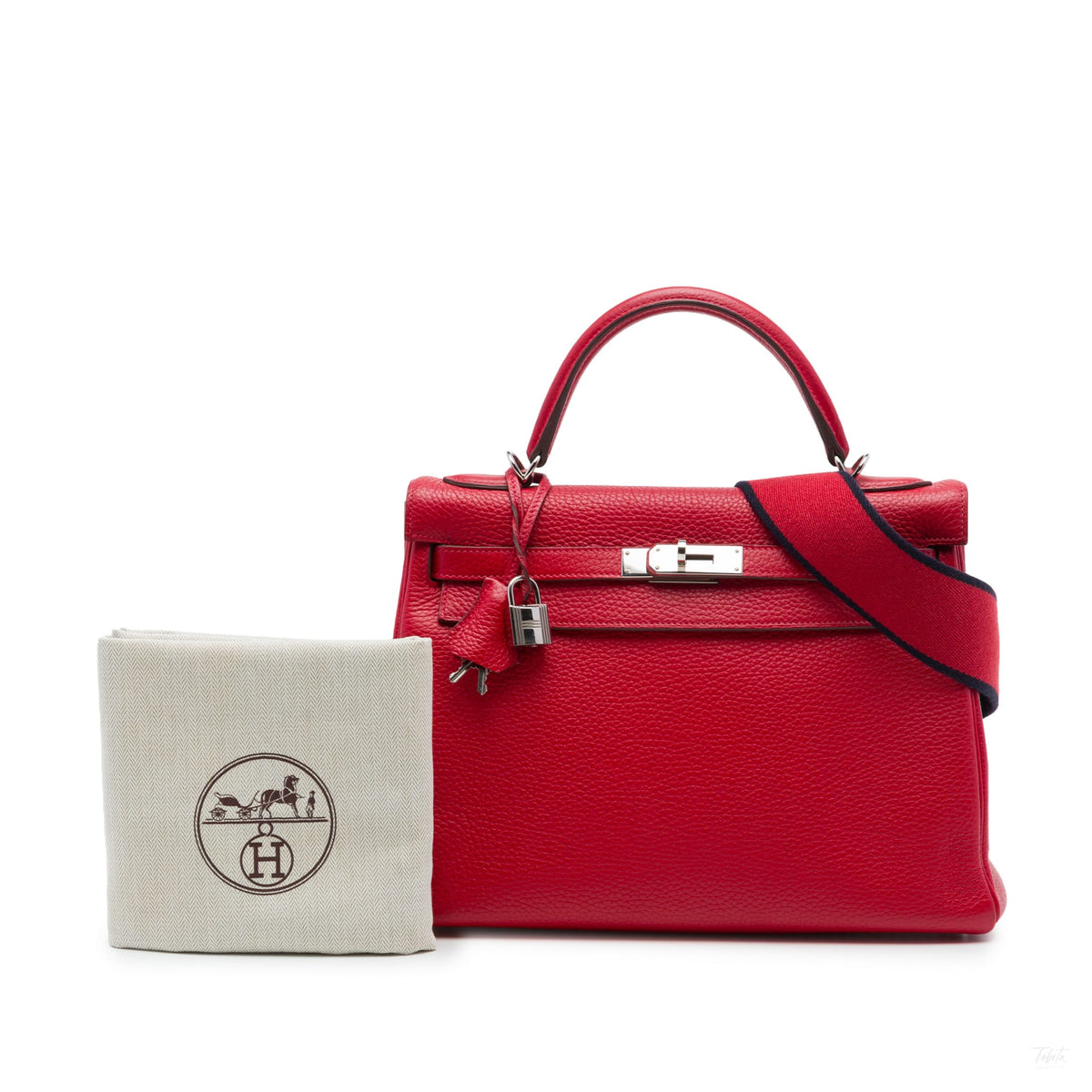 Second hand Hermes Kelly 32 Togo Leather 2-Ways Top-handle Handbag Red - Tabita Bags