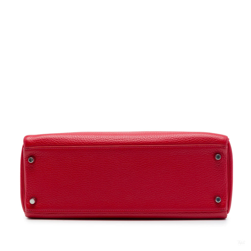 Second hand Hermes Kelly 32 Togo Leather 2-Ways Top-handle Handbag Red - Tabita Bags