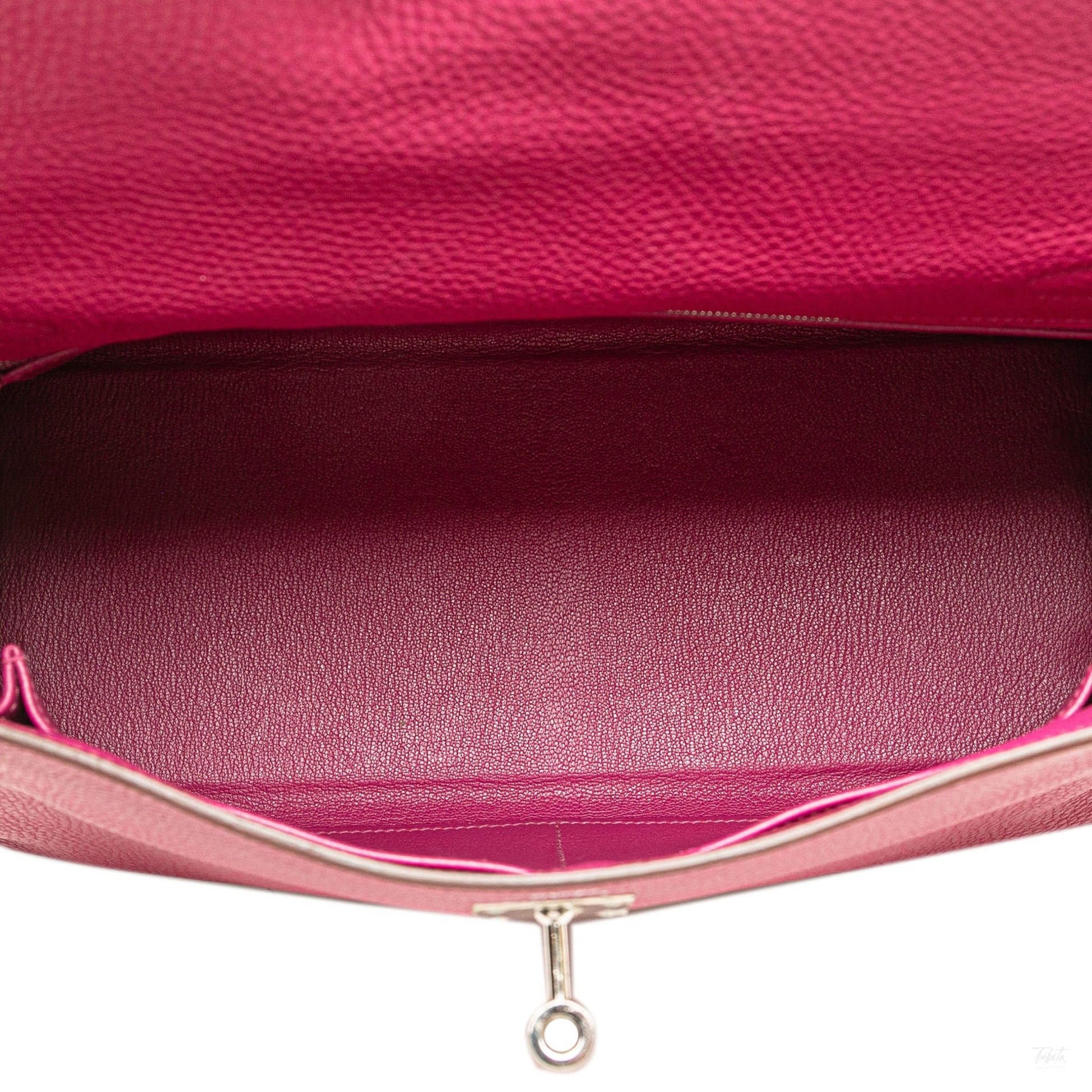Second hand Hermes Kelly 32 Togo Leather 2 - Ways Top - handle Handbag Rose Pourpre - Tabita Bags