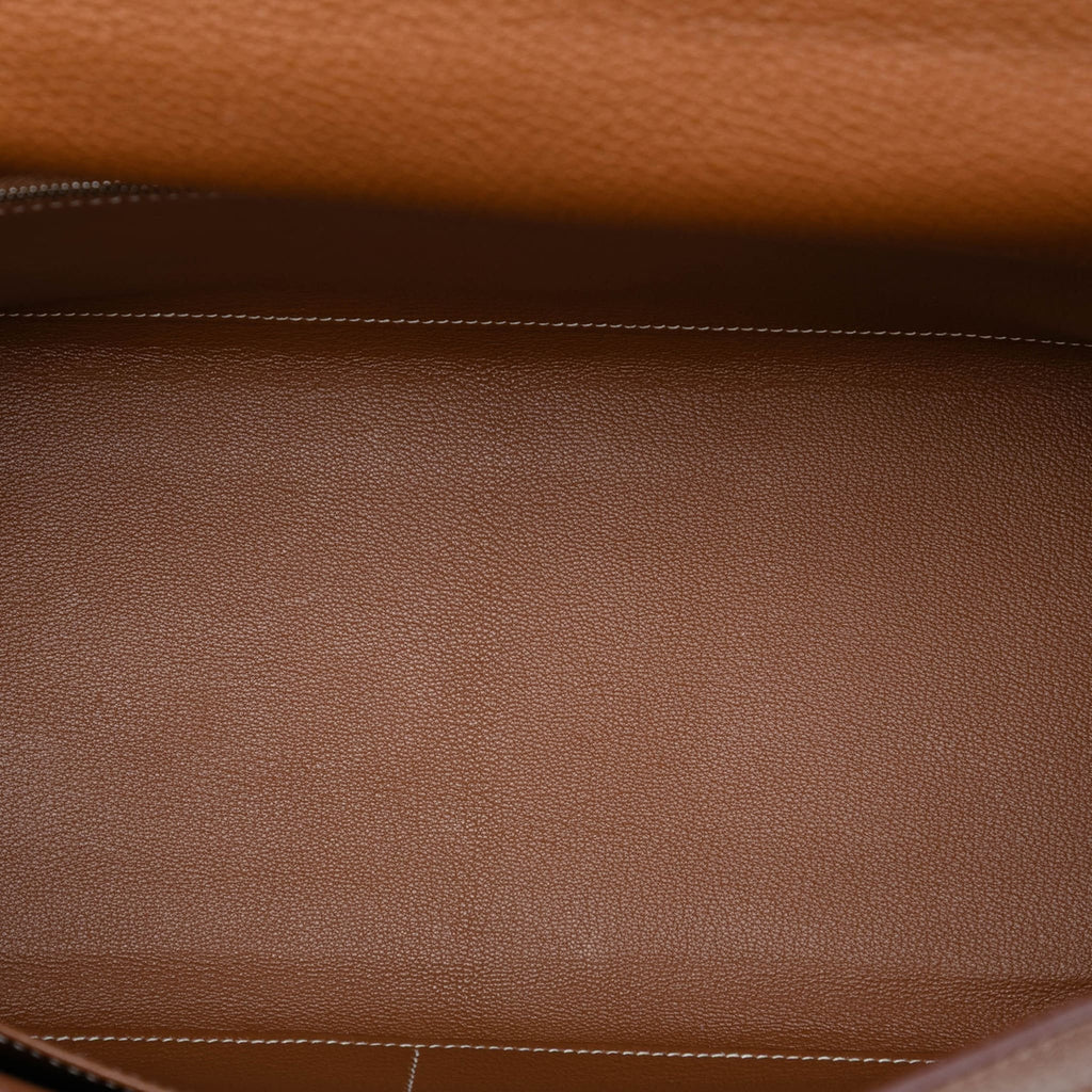 Second hand Hermes Kelly 35 Clemence Leather Top - handle Handbag Brown - Tabita Bags