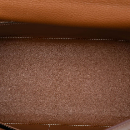 Second hand Hermes Kelly 35 Clemence Leather Top - handle Handbag Brown - Tabita Bags