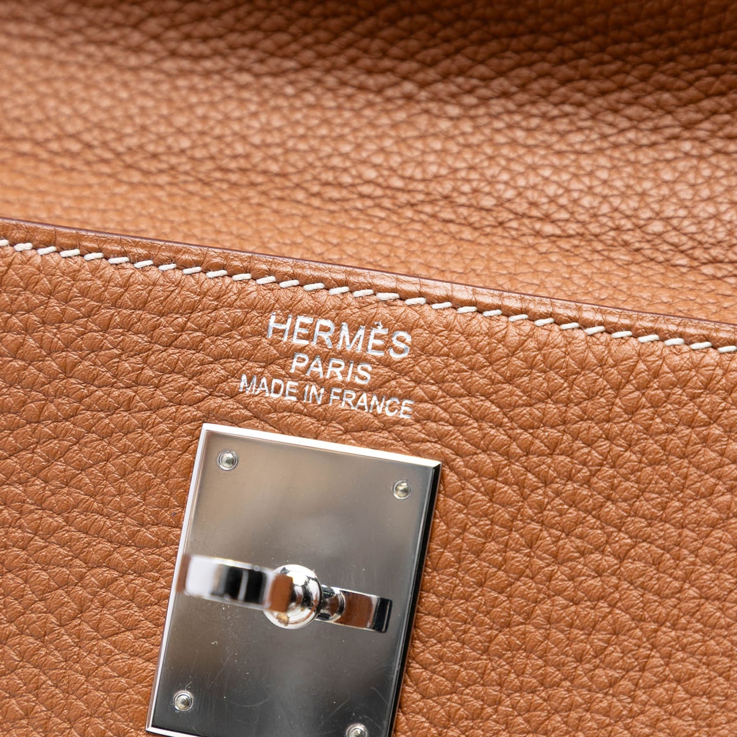 Second hand Hermes Kelly 35 Clemence Leather Top - handle Handbag Brown - Tabita Bags
