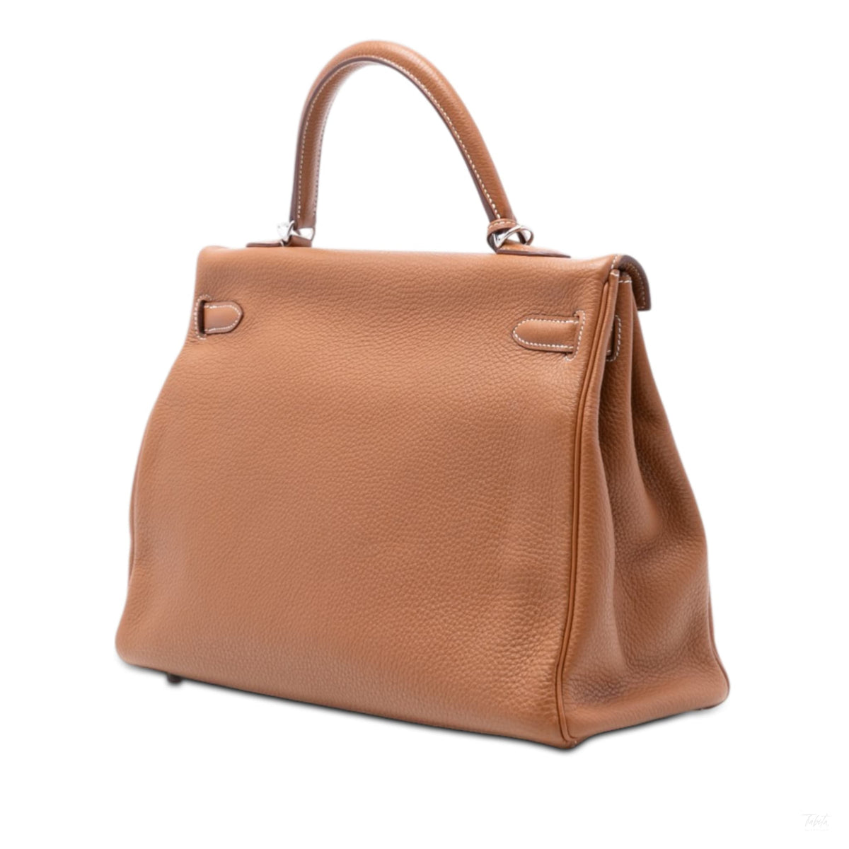 Second hand Hermes Kelly 35 Clemence Leather Top - handle Handbag Brown - Tabita Bags