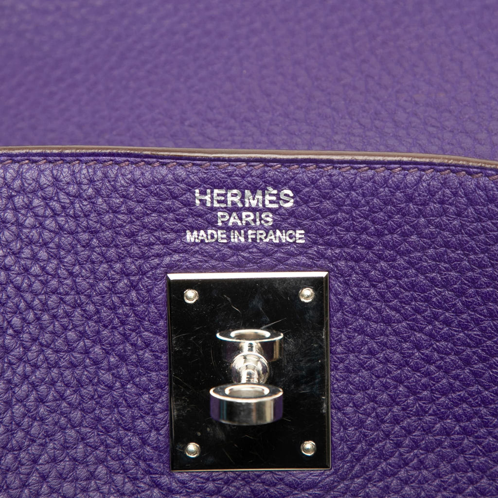 Second hand Hermes Kelly 35 Clemence Leather Top-handle Handbag Purple - Tabita Bags