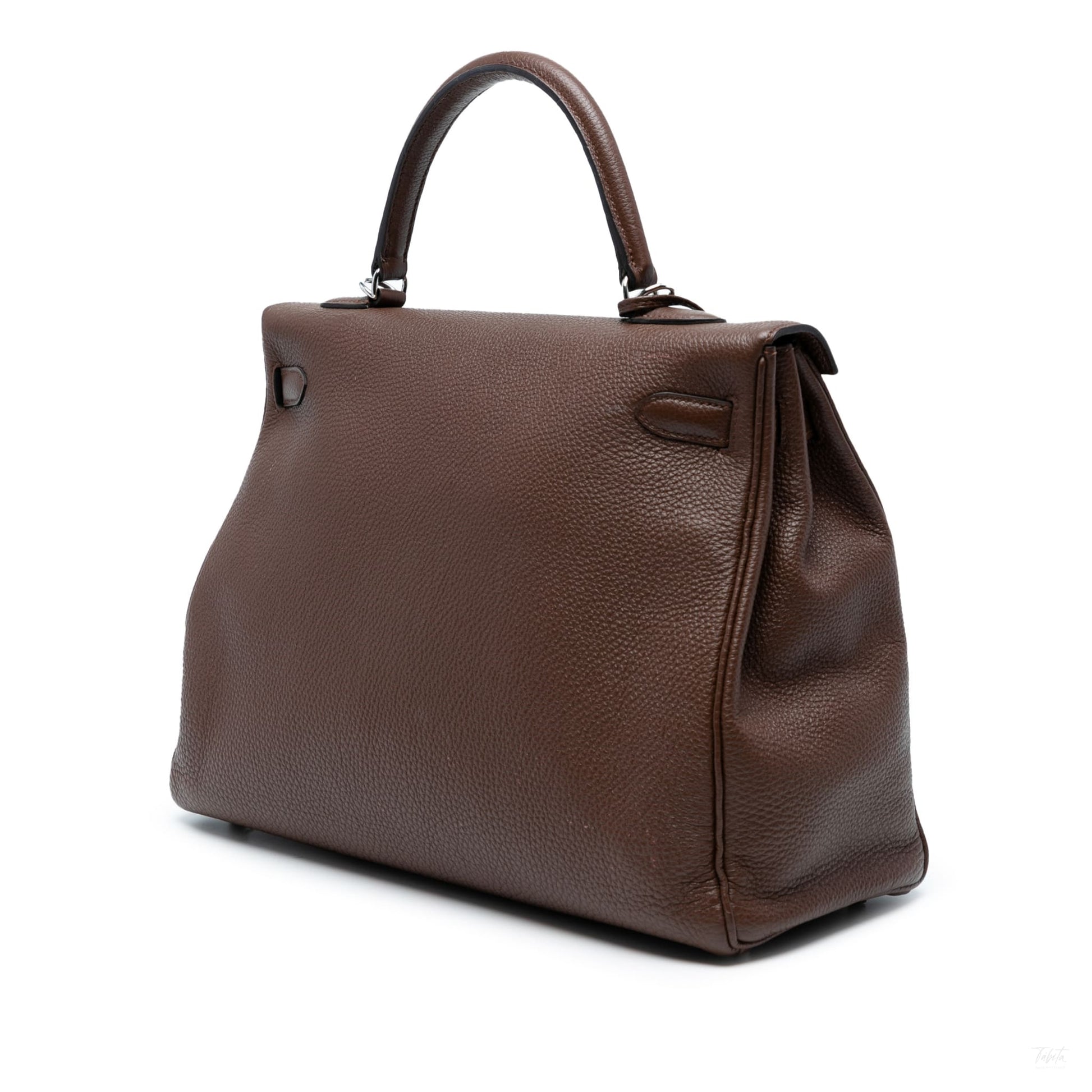 Second hand Hermes Kelly 35 Togo Leather Top - handle Handbag Chocolat - Tabita Bags