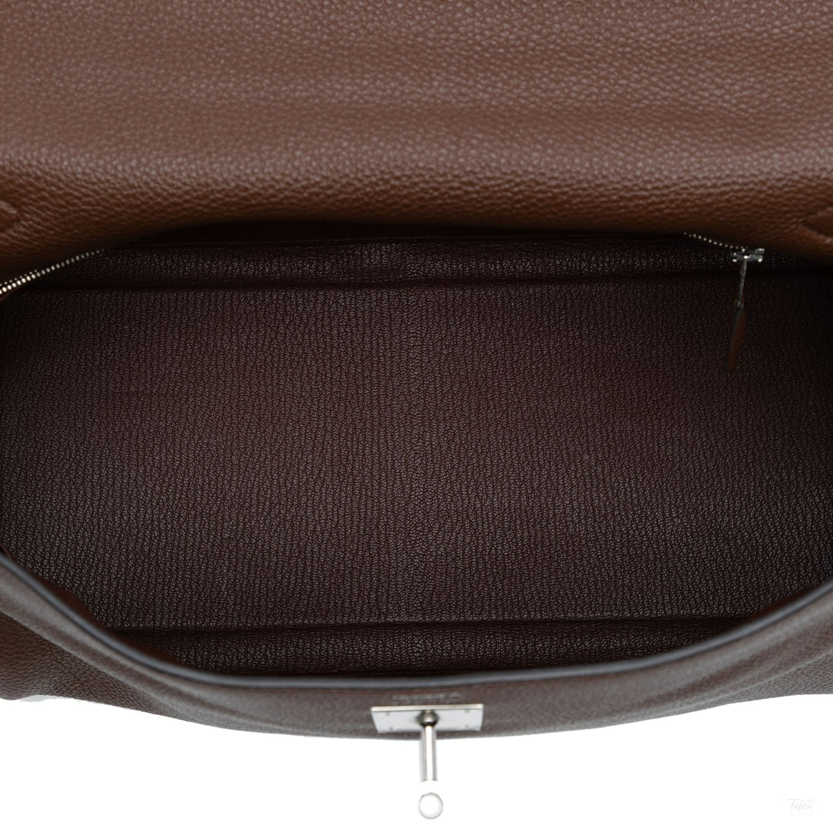 Second hand Hermes Kelly 35 Togo Leather Top - handle Handbag Chocolat - Tabita Bags