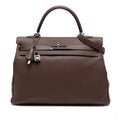 Second hand Hermes Kelly 35 Togo Leather Top - handle Handbag Chocolat - Tabita Bags