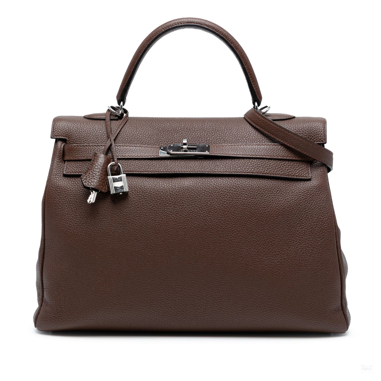 Second hand Hermes Kelly 35 Togo Leather Top - handle Handbag Chocolat - Tabita Bags