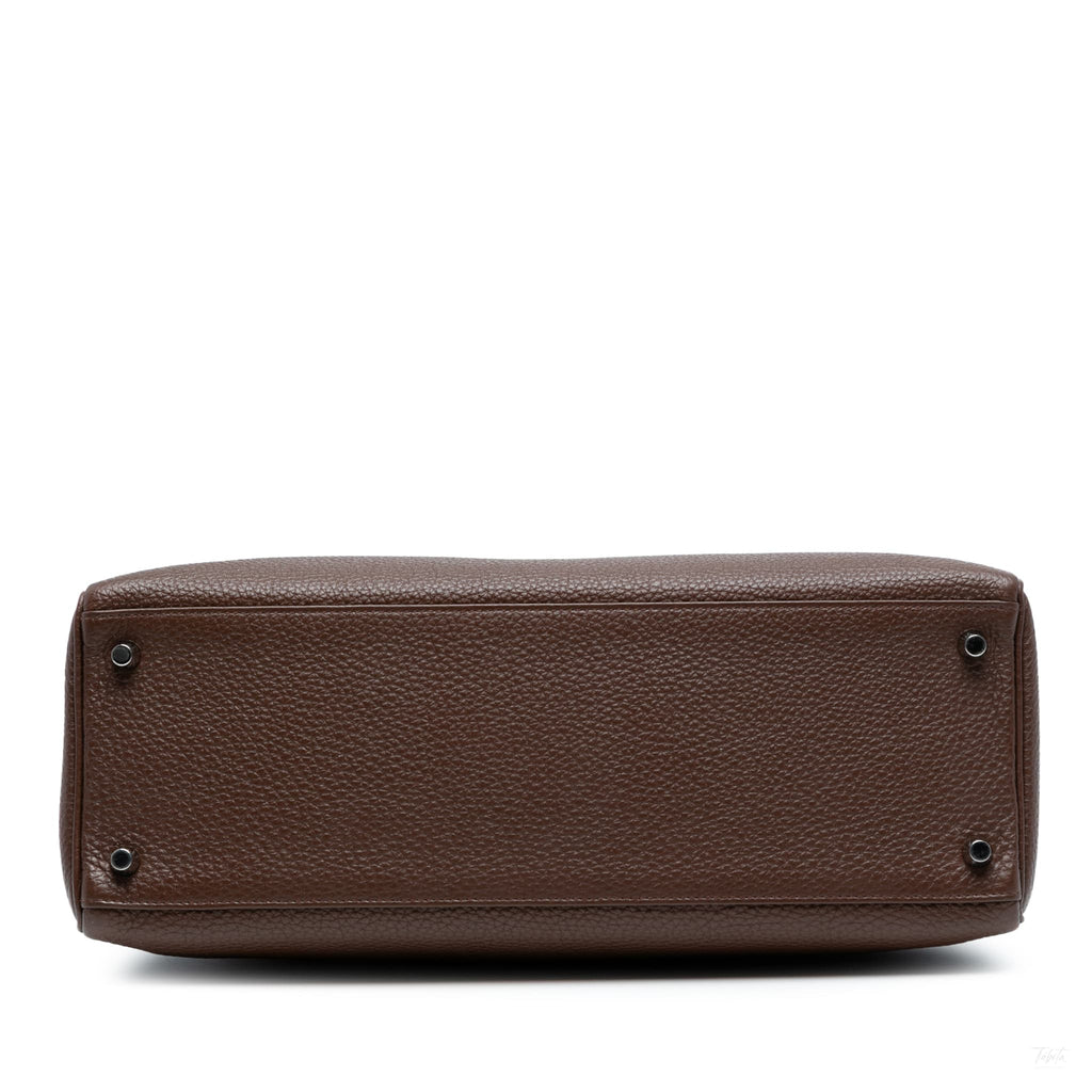 Second hand Hermes Kelly 35 Togo Leather Top - handle Handbag Chocolat - Tabita Bags
