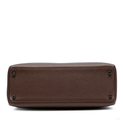 Second hand Hermes Kelly 35 Togo Leather Top - handle Handbag Chocolat - Tabita Bags