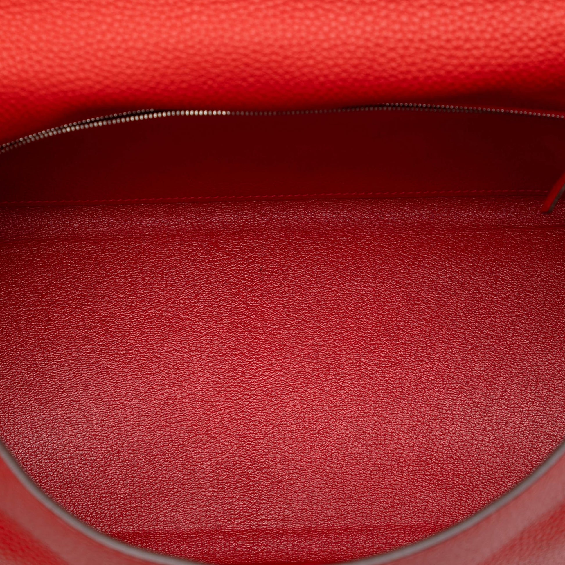 Second hand Hermes Kelly 35 Togo Leather Top - handle Handbag Geranium - Tabita Bags