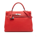 Second hand Hermes Kelly 35 Togo Leather Top - handle Handbag Geranium - Tabita Bags