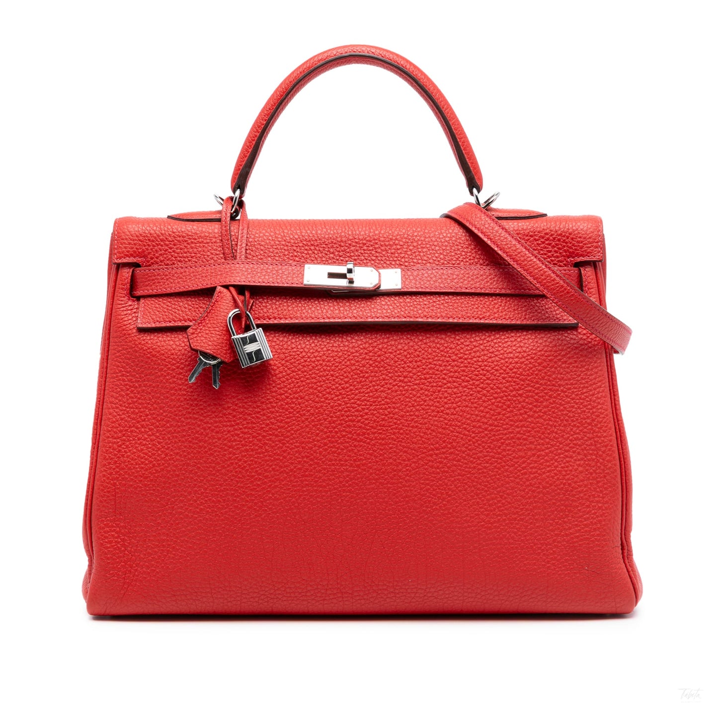 Second hand Hermes Kelly 35 Togo Leather Top - handle Handbag Geranium - Tabita Bags